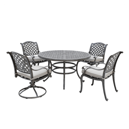 World Source Macan 5-Piece Round Dining Set in Silver