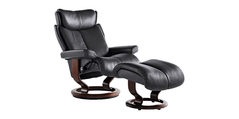 Stressless Magic Medium Chair and Ottoman in Paloma Rock and Brown