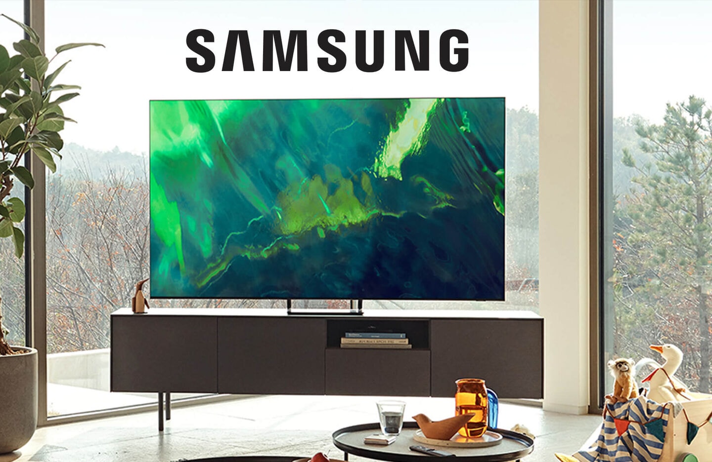 Samsung TV on tv stand