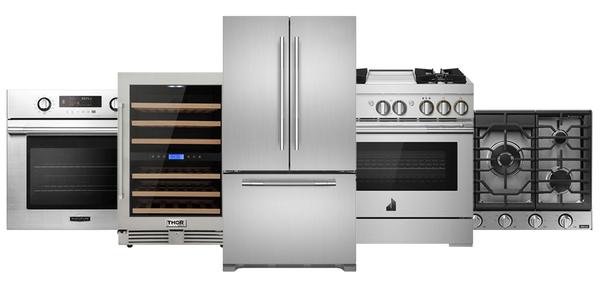 Collection of luxury appliances in stainless steel