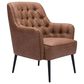 Zuo Modern Tasmania Accent Chair in Vintage Brown and Gold, , large