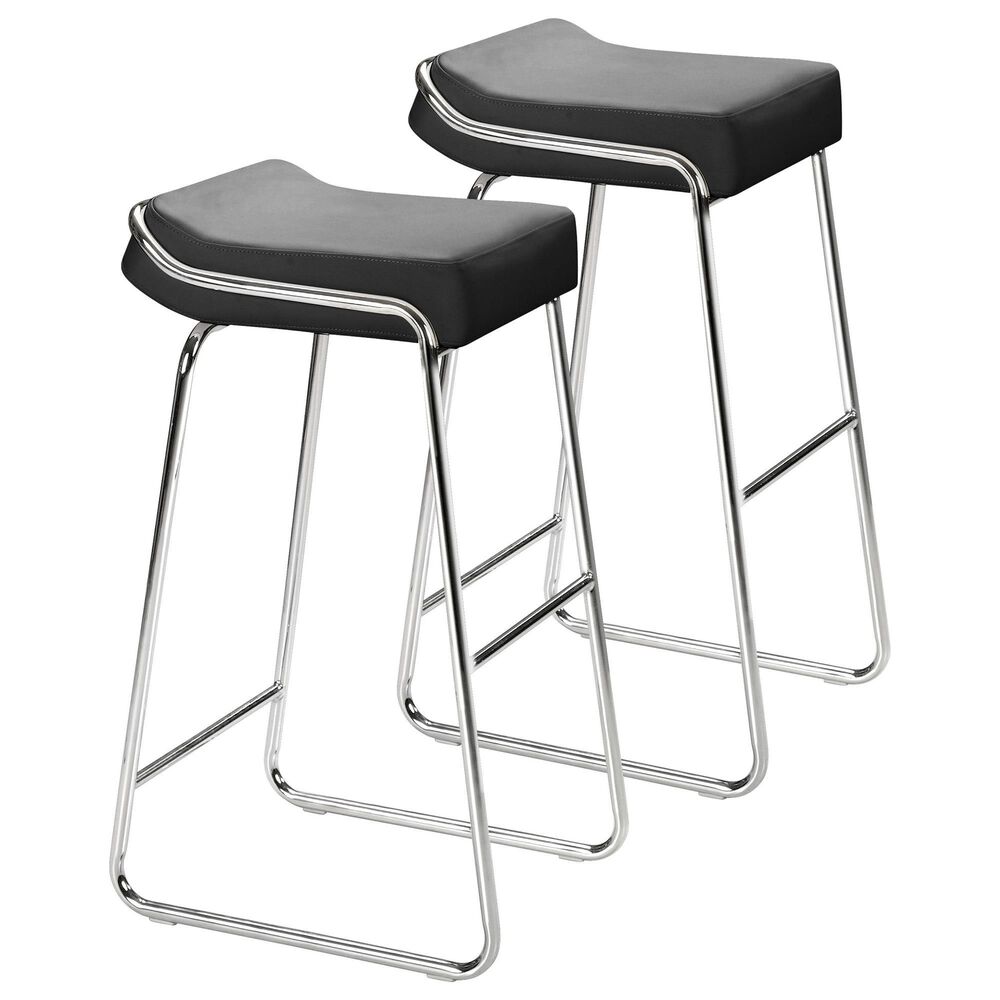 Zuo Modern Wedge Barstool in Black and Silver (Set of 2), , large