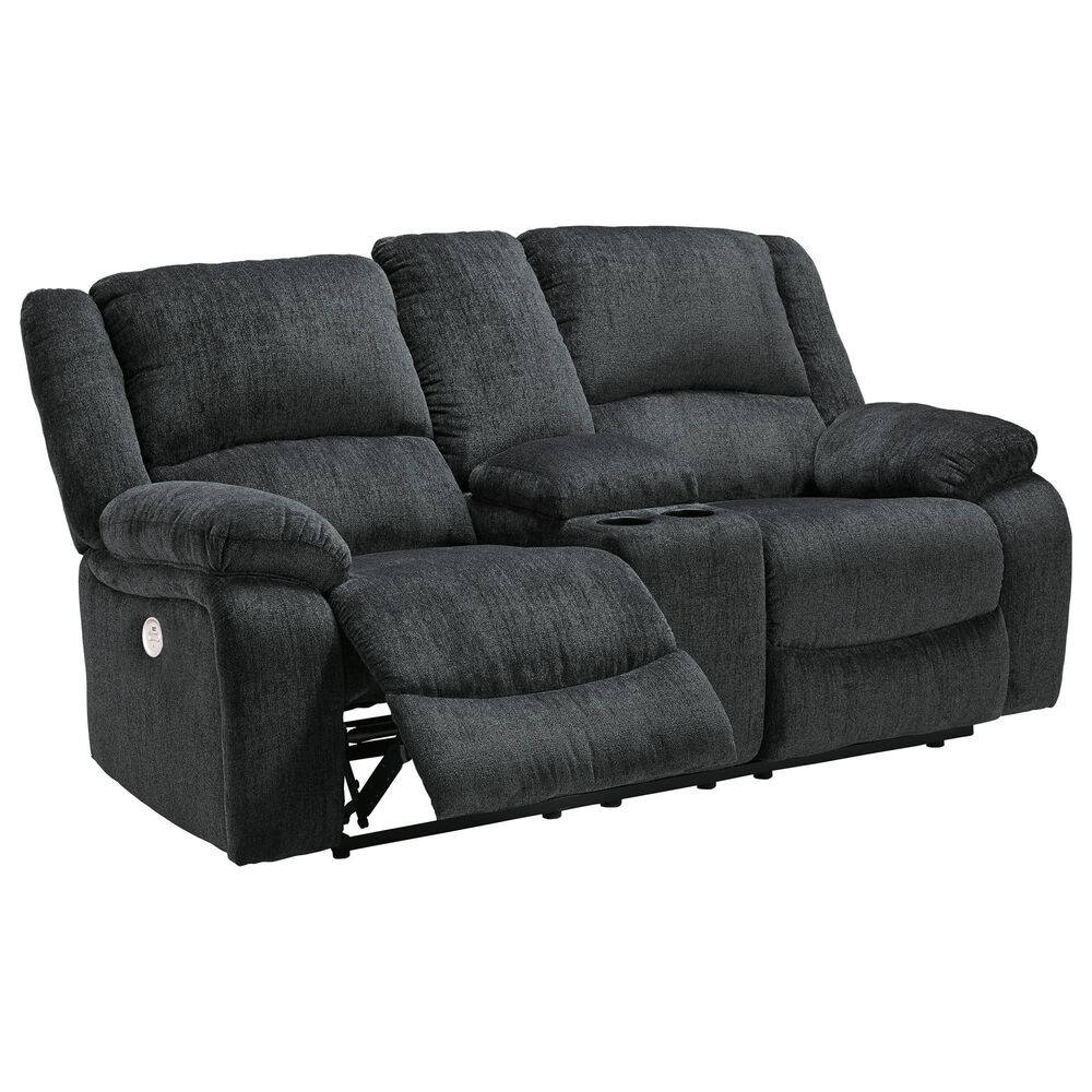 Signature Design by Ashley Draycoll Power Reclining Loveseat with Console in Slate, , large