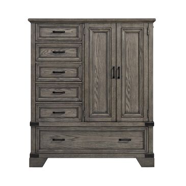 Hawthorne Furniture Forge 6-Drawer Gentleman"s Chest in Wire Brushed Steel Gray, , large