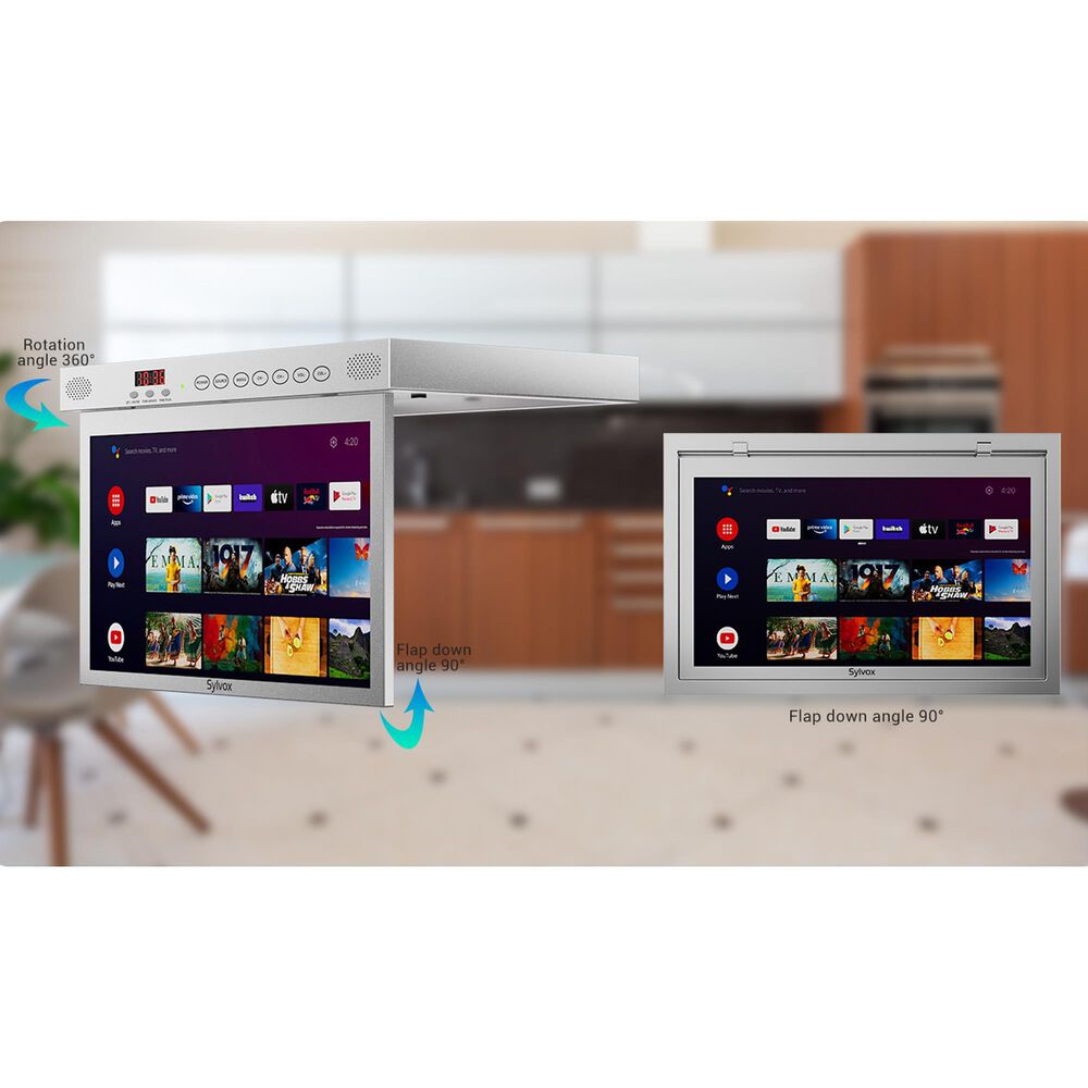 Sylvox 15.6&quot; Smart Under Cabinet TV for Kitchen in Silver, , large