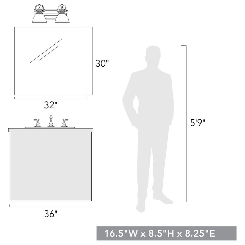 Golden Lighting Duncan 2-Light Bath Vanity in Chrome/White, , large