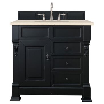 James Martin Brookfield 36" Single Bathroom Vanity in Antique Black with 3 cm Eternal Marfil Quartz Top and Rectangle Sink, , large