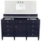 James Martin Brittany 60" Single Bathroom Vanity in Victory Blue with 3 cm Eternal Jasmine Pearl Quartz Top and Rectangle Sink, , large