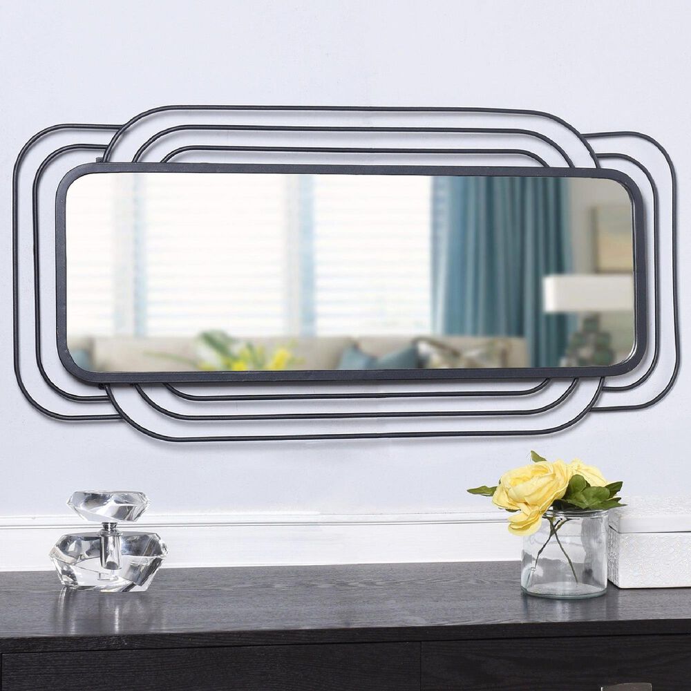 Flair Industries Metal Wall Mirror in Black, , large