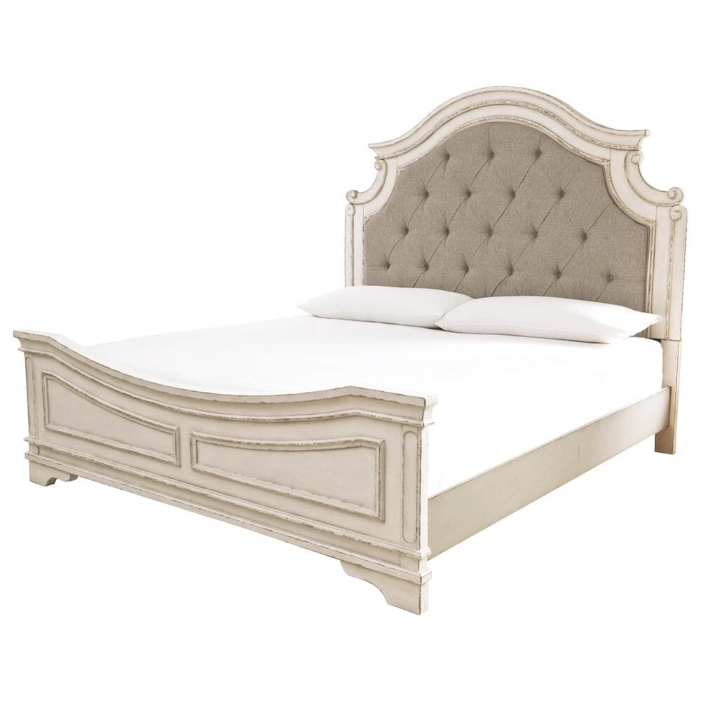Signature Design by Ashley Realyn 5-Piece Queen Panel Bedroom Set in Chipped White, , large