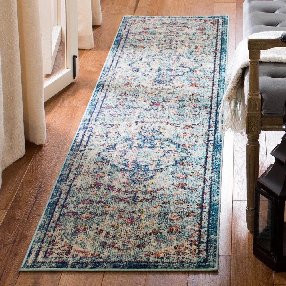 Safavieh Madison MAD447K 2&#39;2&quot; x 10&#39; Navy and Light Blue Runner, , large