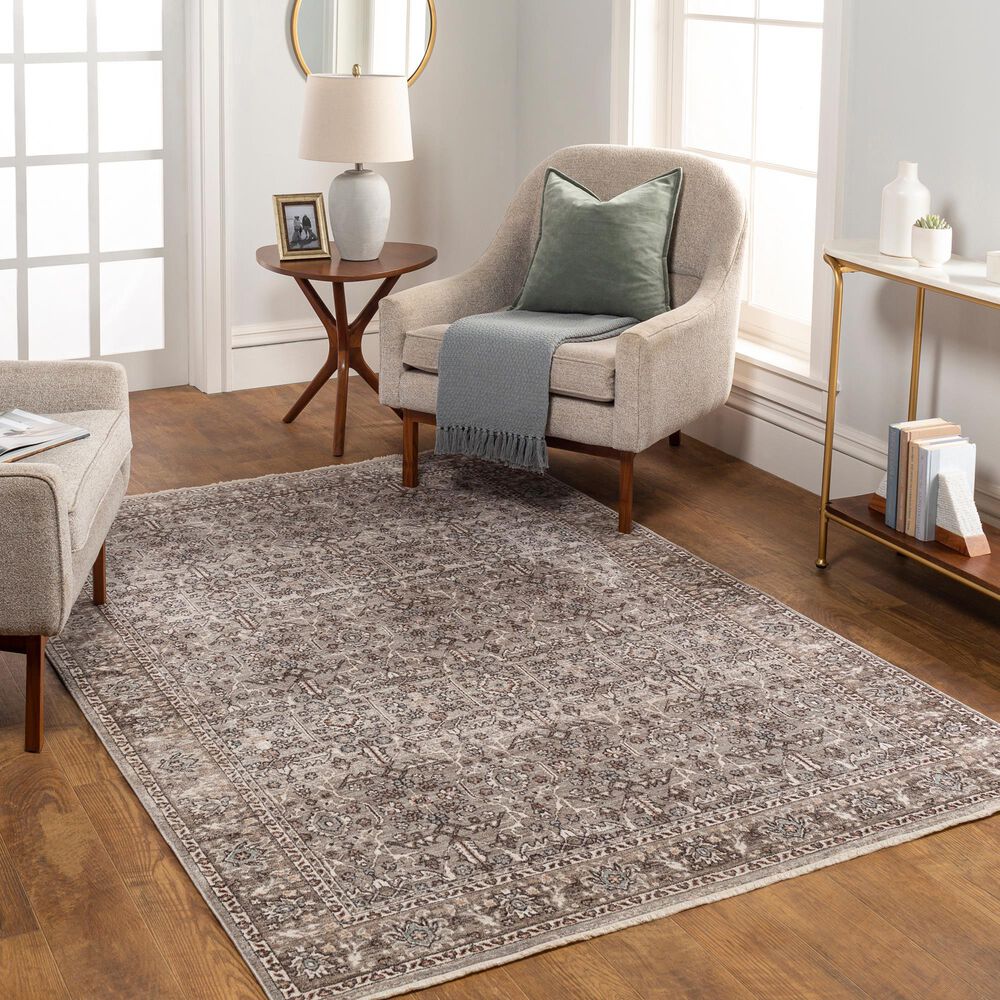 Surya Carlisle Oriental 5&#39;3&quot; x 7&#39;9&quot; Dusty Sage, Light Gray, Dusty Pink, Ivory, Pale Blue and Charcoal Area Rug, , large