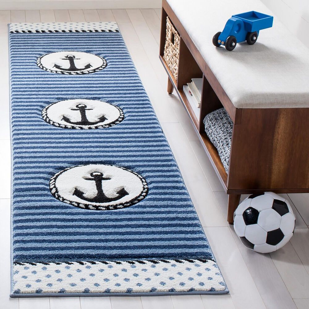 Safavieh Carousel CRK124 2&#39;3&quot; x 6&#39; Navy and Ivory Kids Rug, , large