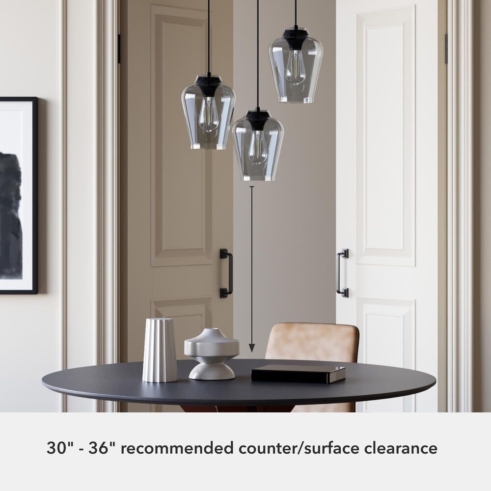 Hunter Vidria 3-Light Round Pendant Cluster in Matte Black, , large