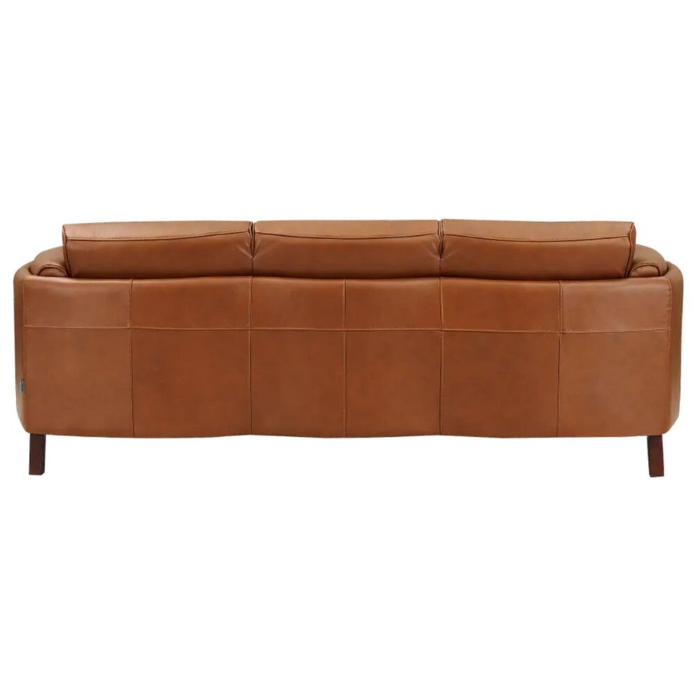 Leather Uph Pacer Stationary Sofa in Nutmeg Brown, , large