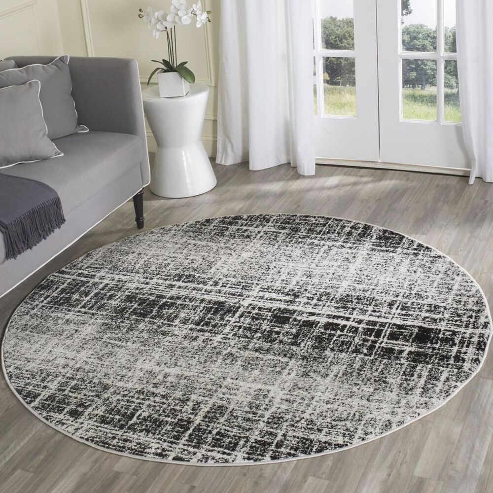 Safavieh Adirondack ADR116B 4" Round Ivory and Black Area Rug, , large