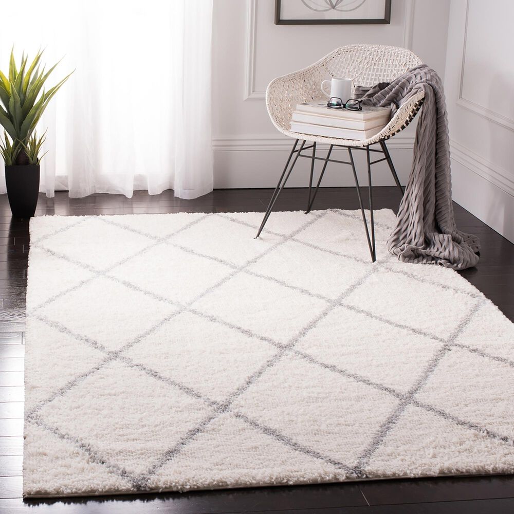 Safavieh Parma Shag PMA515A 6&#39; x 9&#39; Cream and Grey Area Rug, , large