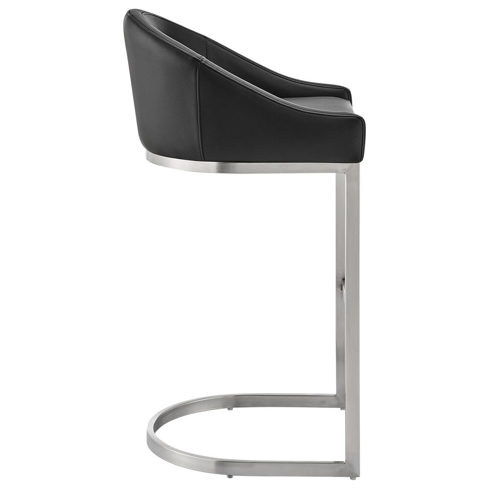 Blue River Katherine 30&quot; Bar Stool with Black Cushion in Brushed Stainless Steel, , large