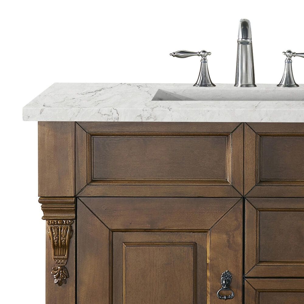 James Martin Brookfield 36&quot; Single Bathroom Vanity in Country Oak with 3 cm Eternal Jasmine Pearl Quartz Top and Rectangle Sink, , large