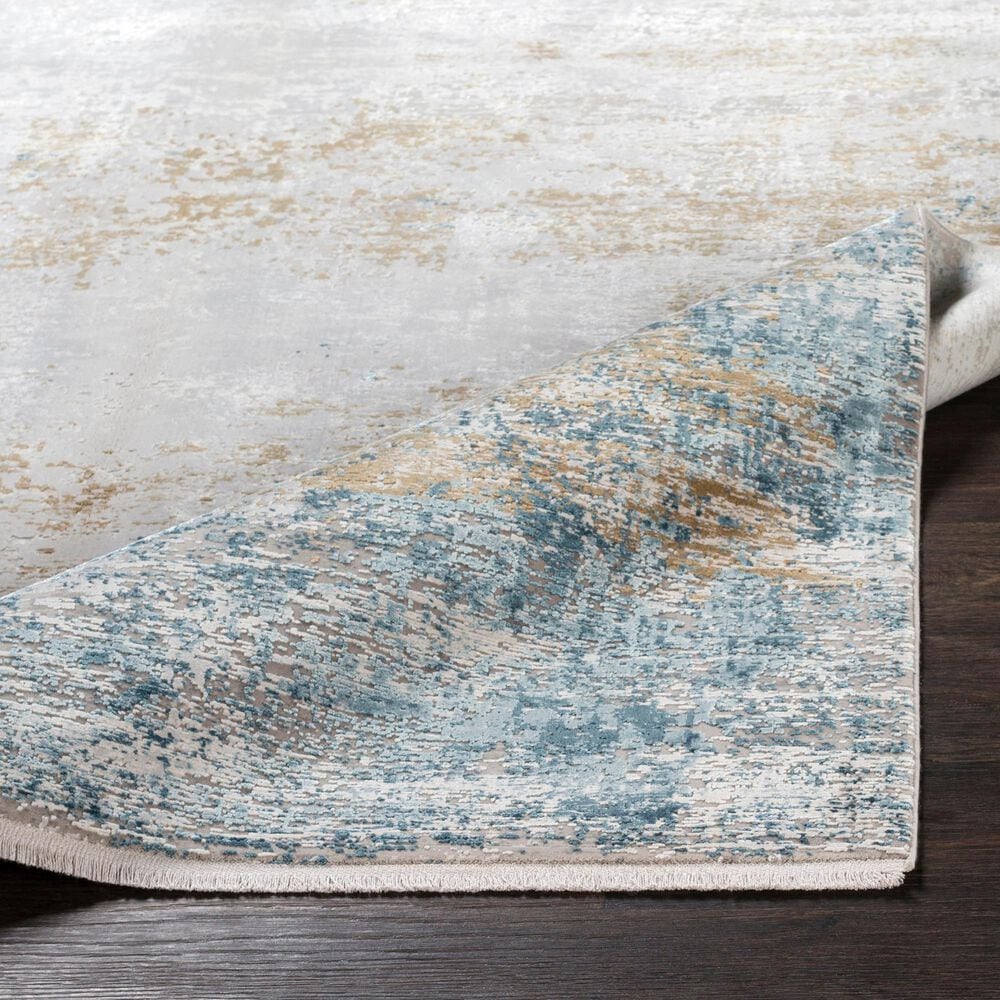 Surya Solar 3&#39; x 5&#39; Sky Blue, Dark Blue, Saffron, White, Gray and Charcoal Area Rug, , large