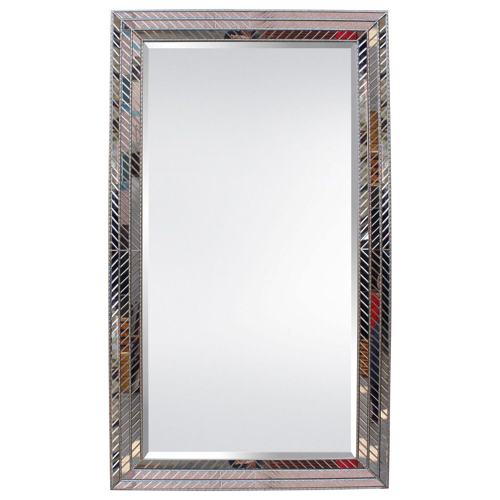 Garber Collection 79" Triple Glass Groove Cut Floor Mirror in Silver, , large