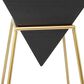 Uma Enterprises 24" Pyramid Accent Table with Metal Stand in Black and Gold, , large