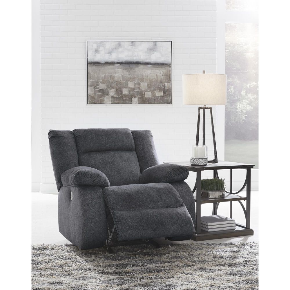 Signature Design by Ashley Burkner Power Rocker Recliner in Marine Velvet, , large