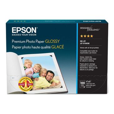 Epson 100 Sheets Premium Photo Paper Glossy (4" x 6"), , large
