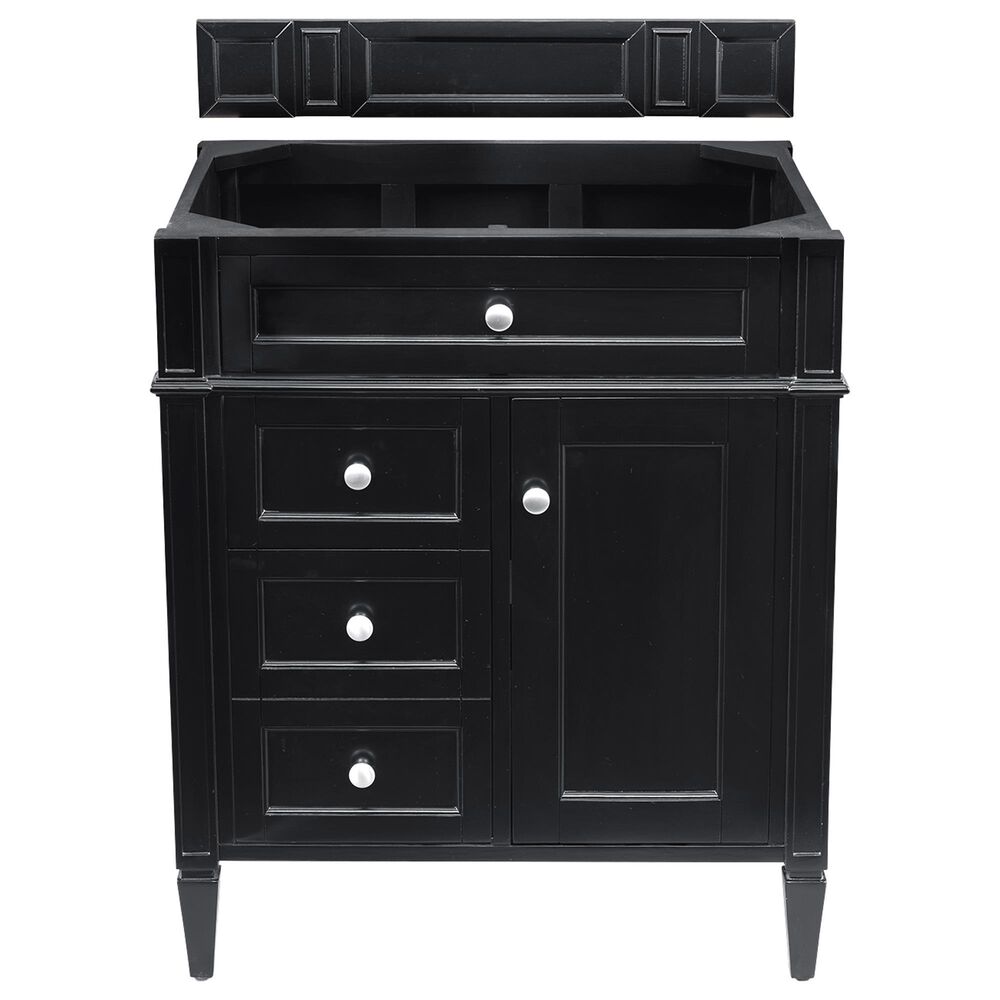 James Martin Brittany 30&quot; Single Bathroom Vanity in Black Onyx with 3 cm Eternal Serena Quartz Top and Rectangle Sink, , large