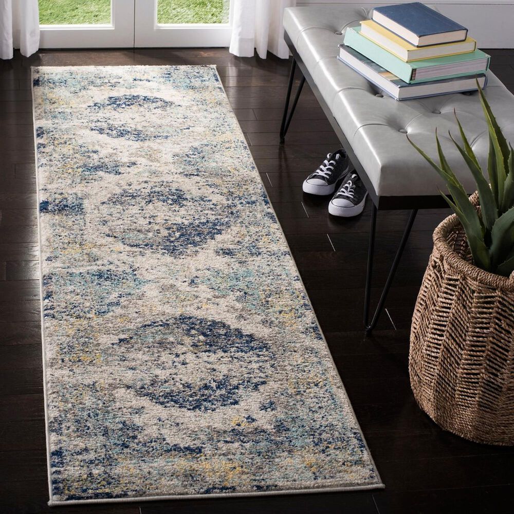 Safavieh Madison MAD158F 2&#39;3&quot; x 8&#39; Light Grey and Blue Runner, , large