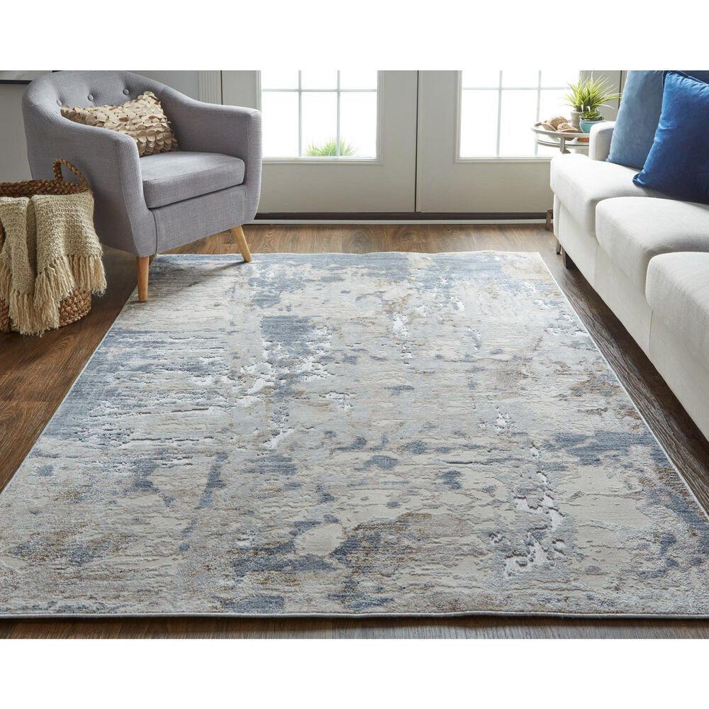 Feizy Rugs Laina 5&#39;7&quot; x 10&#39; Blue and Ivory Area Rug, , large