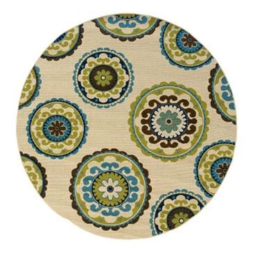 Oriental Weavers Caspian 859J 7"10" Round Ivory Area Rug, , large