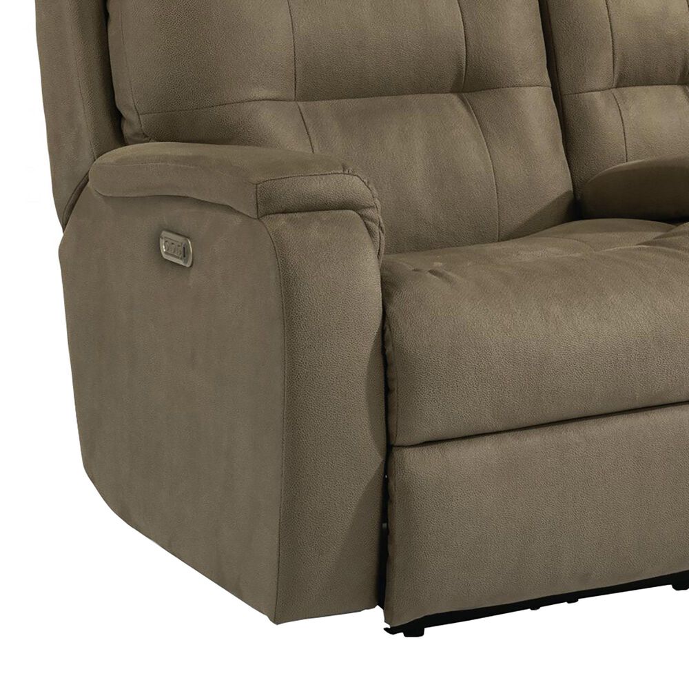 Flexsteel Arlo Power Reclining Console Loveseat with Headrest and Lumbar in Fossil, , large