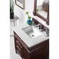 James Martin Brittany 30" Single Bathroom Vanity in Burnished Mahogany with 3 cm Eternal Jasmine Pearl Quartz Top and Rectangle Sink, , large