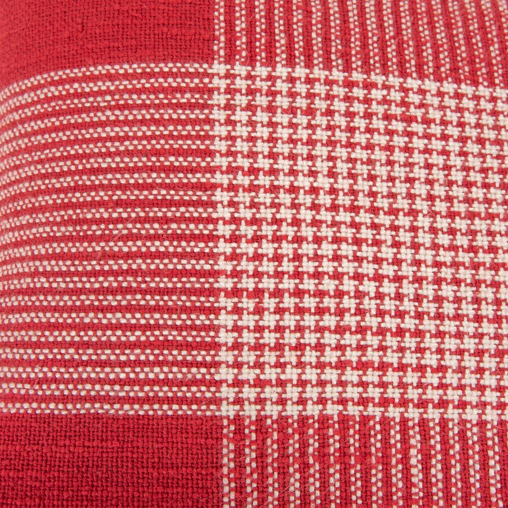 Rizzy Home Plaid 20&quot; Down Filled Pillow in Red/White, , large