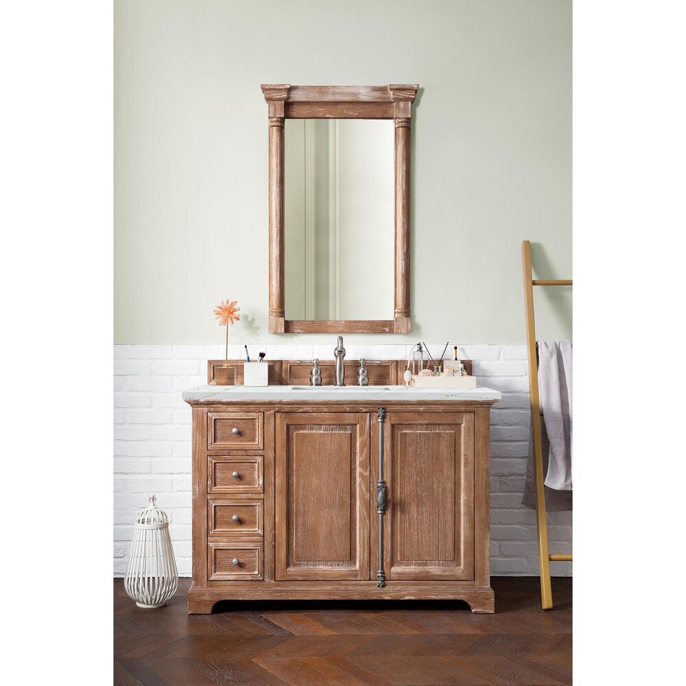 James Martin Providence 48&quot; Single Bathroom Vanity in Driftwood with 3 cm Ethereal Noctis Quartz Top and Rectangular Sink, , large