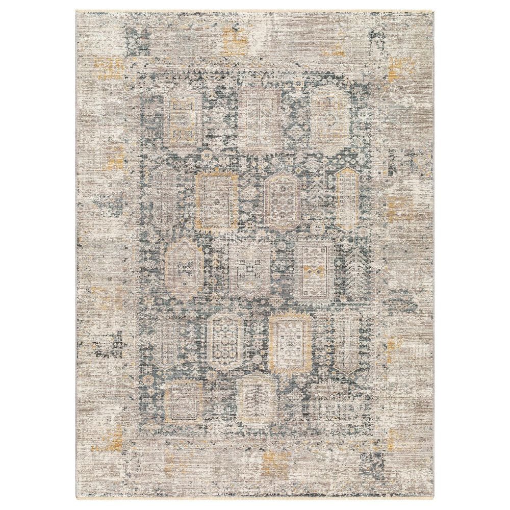 Surya Carlisle CSI2319 5"3" Round Dark Brown, Medium Gray, Off-White, Olive and Dark Blue Area Rug, , large