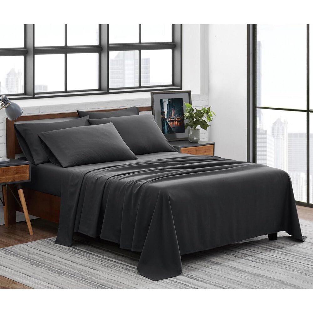 Pem America 4-Piece Twin Sheet Set in Charcoal Grey, , large