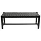 Maple and Jade 47" Leather Handmade Woven Bench in Black, , large