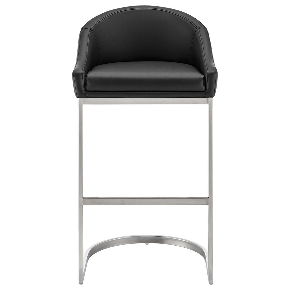 Blue River Katherine 30&quot; Bar Stool with Black Cushion in Brushed Stainless Steel, , large