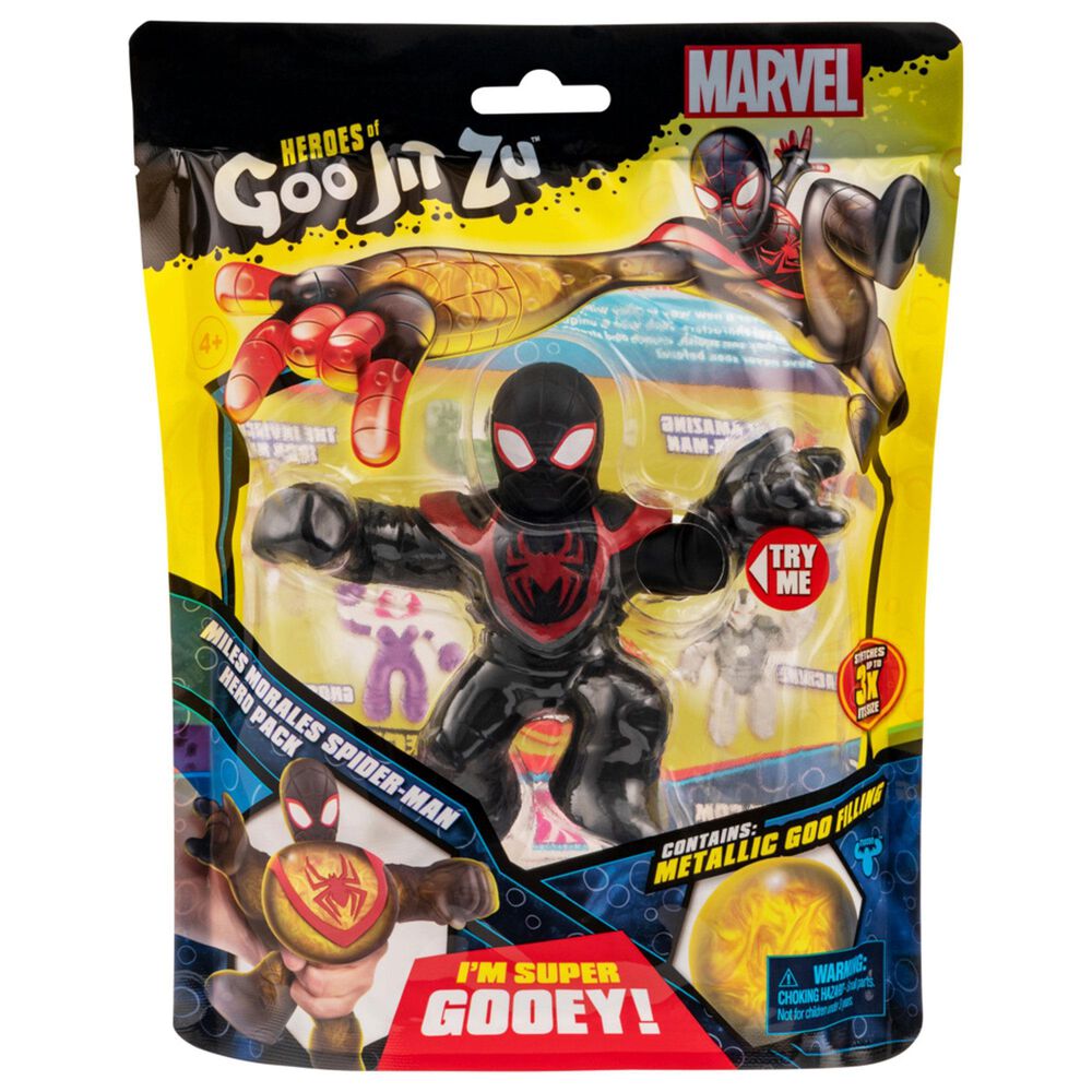 Heroes of Goo Jit Zu Marvel Hero Miles Morales Spiderman Stretchy Toy, , large