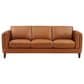 Leather Uph Pacer Stationary Sofa in Nutmeg Brown, , large