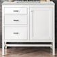 James Martin Addison 36" Single Bathroom Vanity in Glossy White with 3 cm Eternal Jasmine Pearl Quartz Top and Rectangular Sink, , large