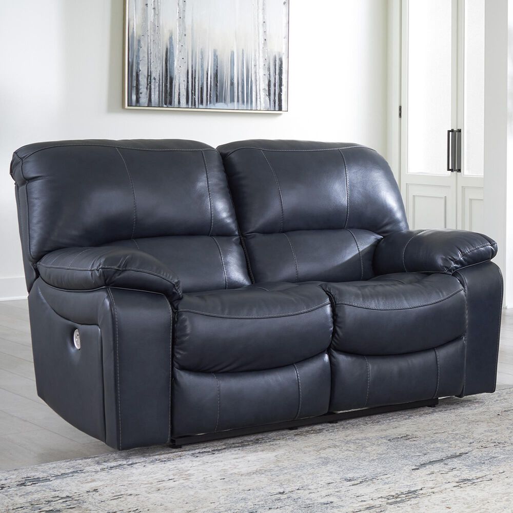 Signature Design By Ashley Leesworth Power Reclining Loveseat In Ocean Shop Nfm 