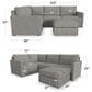 Flexsteel Flex 5-Piece Stationary L-Shaped Sectional with Ottoman in Pebble, , large