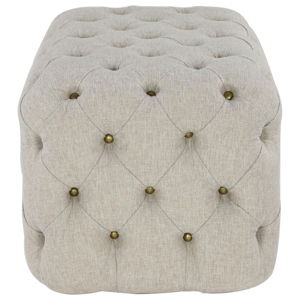 Maple and Jade Rectangular Ottoman in Beige, , large