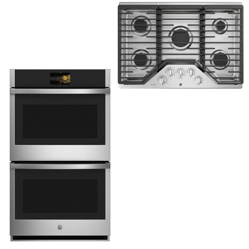 GE Profile 30" Gas Cooktop with 30" Built-In Convection Double Wall Oven in Stainless Steel, , large