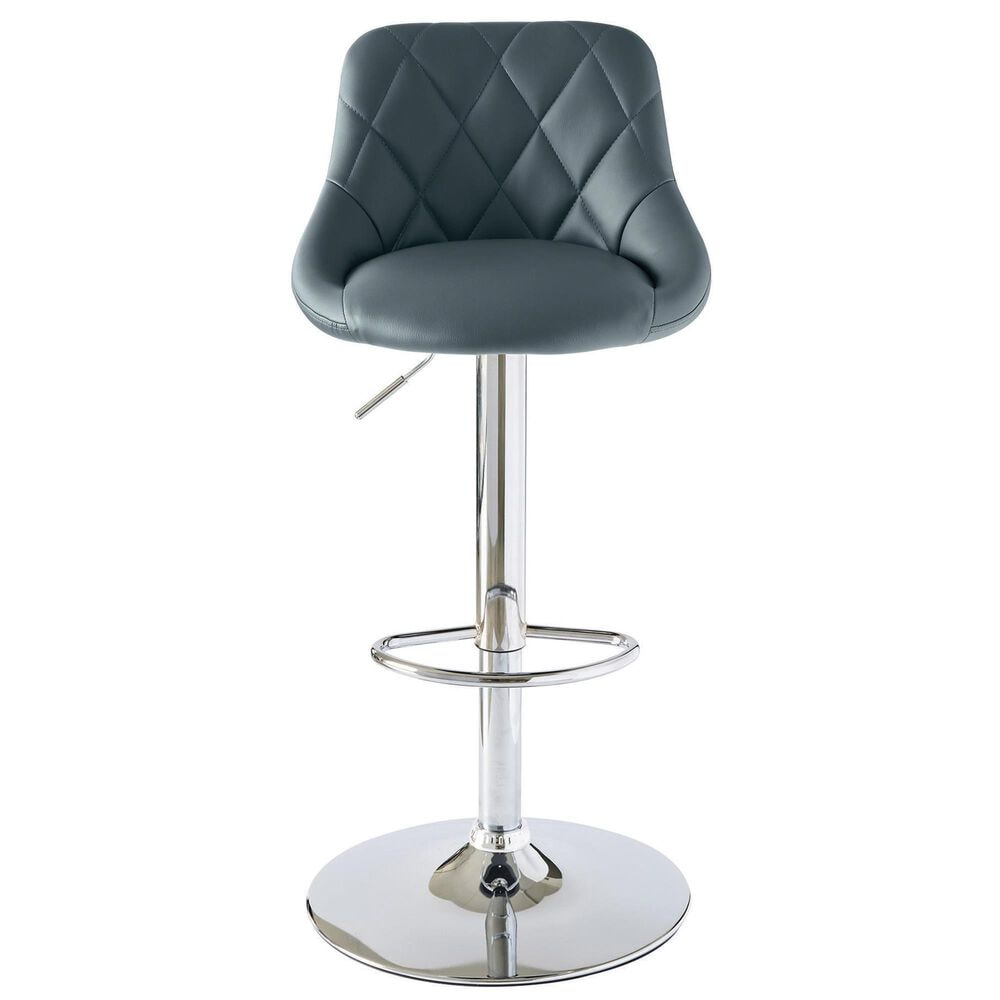 Mayberry Hill Adjustable Height Swivel Bar Stool in Grey Upholstery and Silver Finish, , large