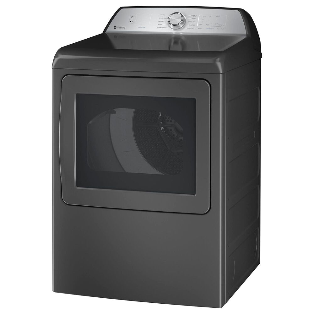 GE Profile 5 Cu. Ft. Top Load Impeller Washer and 7.4 Cu. Ft. Gas Dryer Laundry Pair in Diamond Gray, , large