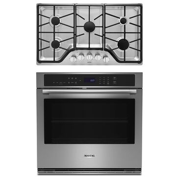 Maytag 2-Piece Kitchen Package with 30" Built-In Single Wall Oven and 36" Gas Cooktop in Stainless Steel, , large